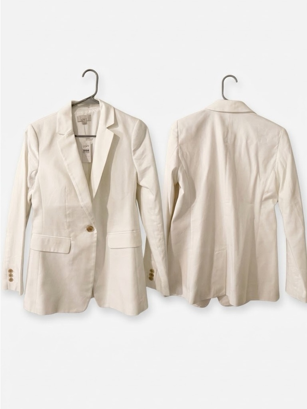 LOFT Cream Single-Button Tailored Blazer